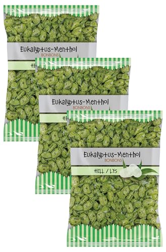 EUKA MENTHOL Eukalyptus Bonbons hell, ca. 150 Eukalyptus Drops, 3er Pack (1 x 1000 g) von Cool