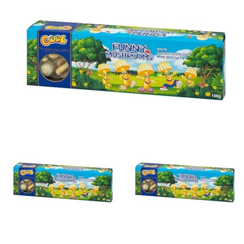 Funny Mushrooms White Chocolate, Kleingebäck in Pilzform, 100g (Packung mit 3) von Cool