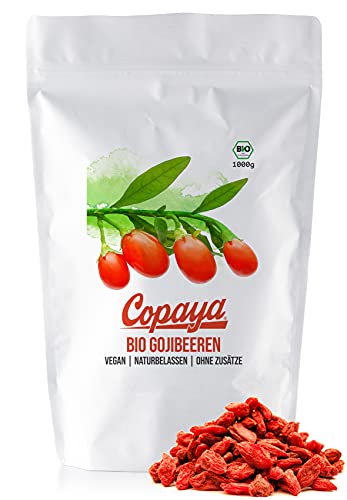 Bio Gojibeeren 1000g, Chinesischer Bocksdorn, Milde Goji Beeren aus biologischem Anbau (1KG) von Copaya