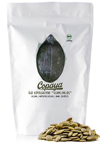 Copaya Bio Kürbiskerne Schalenlos aus Österreich, Steiermark, Geschält, Naturbelassen & Ungesalzen, Knackige Kerne im Frische Beutel, 1000g (1KG) von Copaya