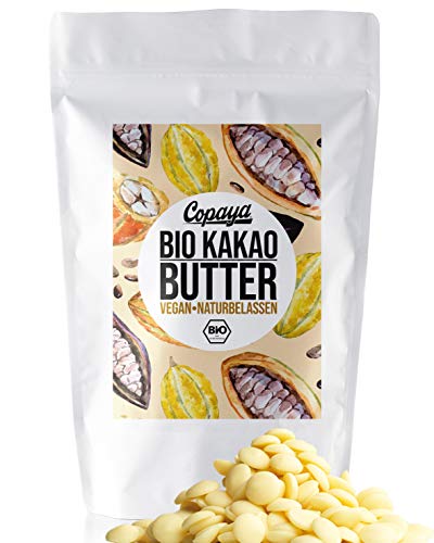 Copaya Bio Roh Kakaobutter, Kakao Butter Chips (Wafers) vom Criollo Kakao aus ungerösteten Edelkakaobohnen vegan in Rohkostqualität (1000g) von Copaya