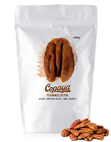 Copaya Pekannüsse, Naturbelassene Pekannusskerne, Ohne Salz & Ungeröstet in Rohkostqualität, American Pecan Nut, Pecannüsse, 1000g (1kg) von Copaya