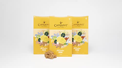 Copperpot ® All Butter Fudge | Cornish Fudge Süßigkeiten Geschenkbox | Hergestellt in Großbritannien, glutenfrei und vegetarisch | Hergestellt in Cornwall | Packung 3 Einheiten x 150 g von Copperpot