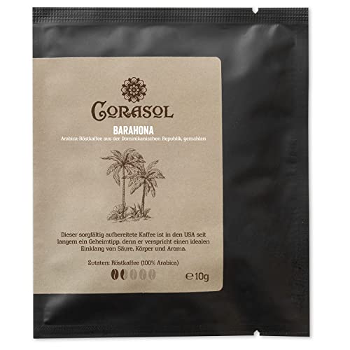 Barahona Arabica-Röstkaffee aus der Dominikanischen Republik, gemahlen (10 g im Coffeebag) von Corasol