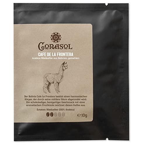 Cafe de la Frontera Arabica-Röstkaffee aus Bolivien, gemahlen (10 g im Coffeebag) von Corasol