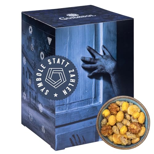 Corasol Escape & Snack Adventskalender für Erwachsene mit Escape-Rätsel-Thriller: Ein wahnsinniges Spiel - mit Nüssen, Snacks, Schokolade (710 g) von Corasol