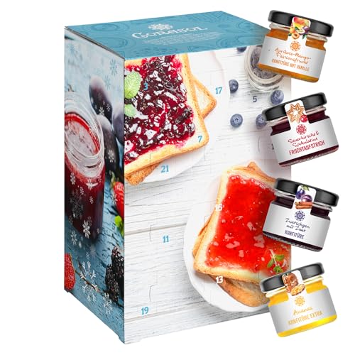 Corasol Premium Frühstück-Adventskalender mit Marmeladen & Konfitüren, Fruchtaufstriche im Glas (720 g) von Corasol