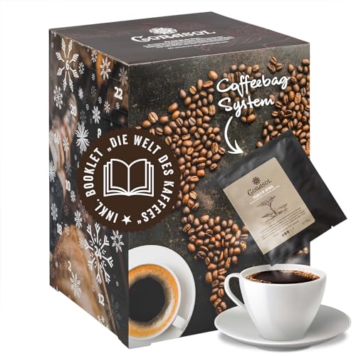 Corasol Premium Kaffee-Weltreise Adventskalender XL mit 24 Gourmet Röstkaffees aus 24 Ländern im Coffeebag, inkl. Booklet (240 g) von Corasol