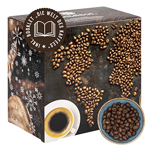 Corasol Premium Kaffee-Weltreise Adventskalender mit 24 Gourmet Röstkaffees aus 24 Ländern, inkl. Booklet, ganze Bohne (240 g) von Corasol