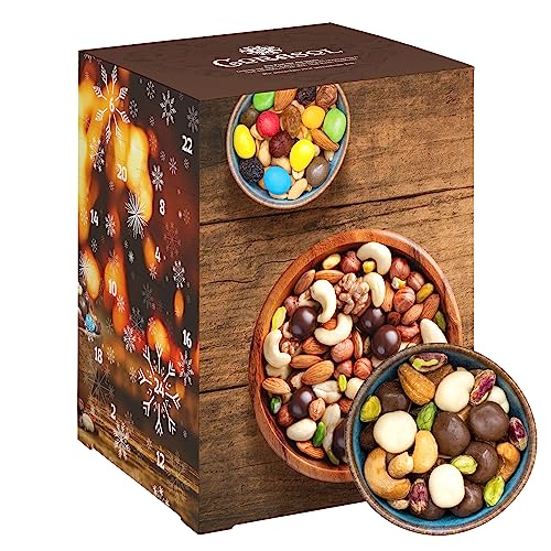 Corasol Premium Schoko-Nuss-Mix Adventskalender XL mit 24 schokoladigen Knabbereien aus Nüssen & Schokolade (730 g) von Corasol