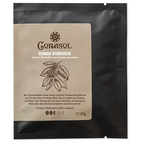 Ruanda Nyamsheke Arabica-Röstkaffee aus Ruanda, gemahlen (10 g im Coffeebag) von Corasol