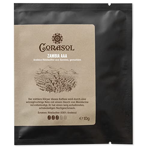 Zambia AAA Arabica-Röstkaffee aus Sambia, gemahlen (10 g im Coffeebag) von Corasol