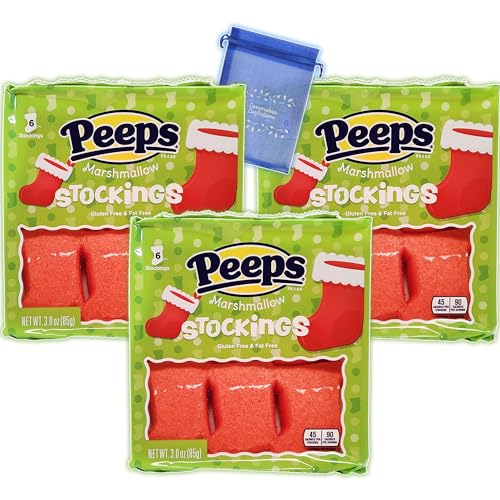 Peeps Stockings 18 Count Stocking Stuffer Bundle Pack – 3 einzeln versiegelte, geschenkbare 6 Marshmallow-Weihnachtsstrumpf-Tabletts – Strumpffüller, Urlaubsleckerei – mit Cornershop Confections Candy von Cornershop Confections