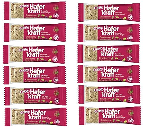 12 Riegel Corny Haferkraft Cranberry-Kürbiskern a 65 g Müsliriegel von Corny