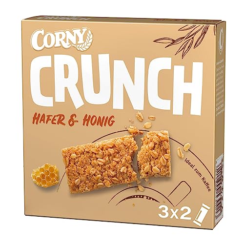 CORNY Crunch Hafer & Honig, knackiger Müsliriegel, 120g Schachtel mit 3 x 2 Riegeln von Corny