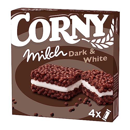 CORNY Milch Dark & White, Milchsandwich, 120g Schachtel mit 4 Riegeln von Corny