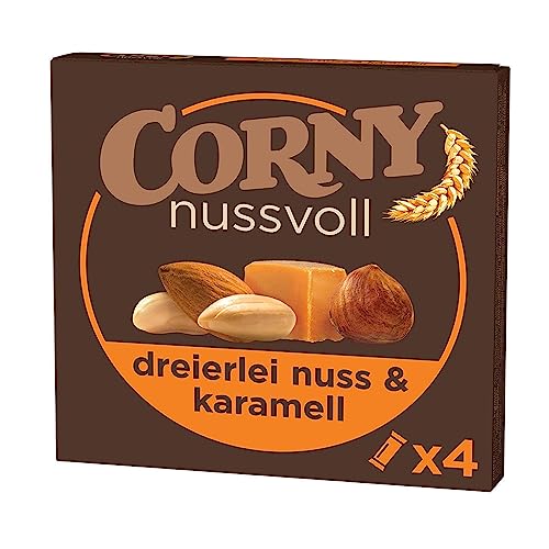 CORNY nussvoll Dreierlei Nuss, Nussriegel mit über 50% Nüssen, 96g Schachtel mit 4 Riegeln von Corny