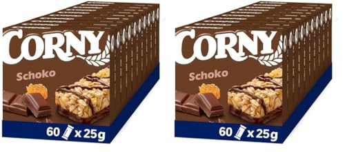 Corny Classic Schoko, Müsliriegel mit Schokolade, 60 x 25g (Packung mit 2) von Corny