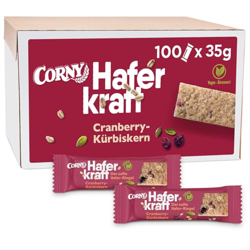 Corny Haferkraft Cranberry-Kürbiskern, Haferriegel 100er Pack (100 x 35g) von Corny