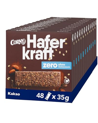 Haferriegel Corny Haferkraft Zero Kakao, ohne Zuckerzusatz, 125 kcal pro Riegel, vegan, 48x35g von Corny