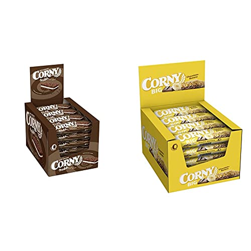Corny Milch Dark & White DER GROSSE, Milchsandwich, 24er Pack (24 x 40g) & Big Schoko-Banane, Müsliriegel, 24er Pack (24 x 50g) von Corny