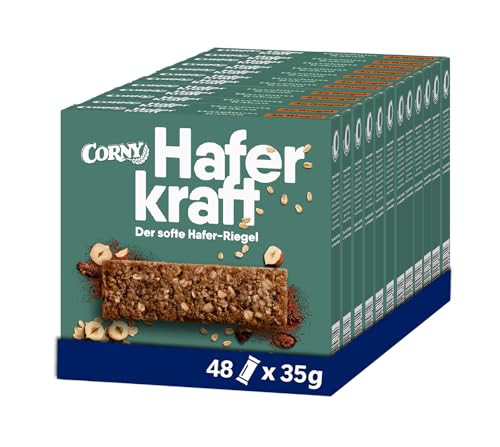 Haferriegel Corny Haferkraft Haselnuss Kakao, Vollkorn, Großpackung 48x35g von Corny