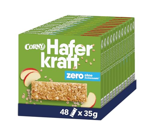 Haferriegel Corny Haferkraft Zero Apfel, ohne Zuckerzusatz, 121 kcal pro Riegel, vegan, 48x35g von Corny