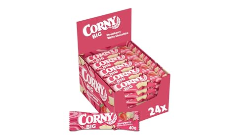 Müsliriegel Corny BIG Strawberry White Chocolate, Erdbeere mit weißer Schokolade, Großpackung 24x40g von Corny