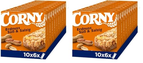 Müsliriegel Corny Classic Süß & Salzig, mit leckeren gerösteten und gesalzenen Erdnüssen, 10x150g (Packung mit 2) von Corny