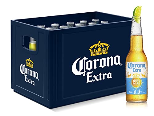 Corona Cero 0,0% Alkoholfrei Lager Flaschenbier, MEHRWEG (24 x 0.355 l) im Kasten, Internationales alkoholfreies Bier mit 100% natürlichen Zutaten, 24er Kiste von Corona