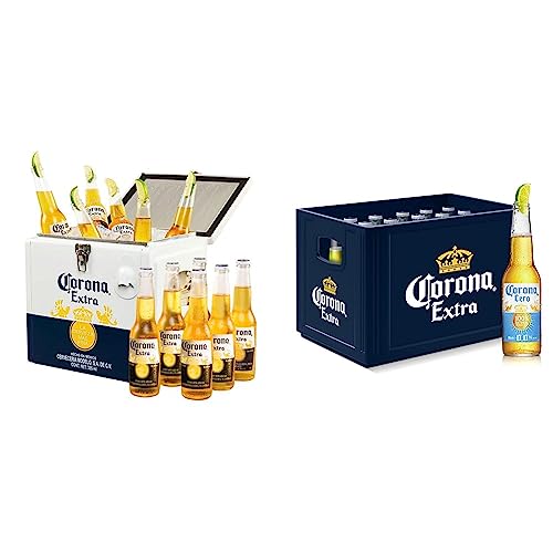 Corona Extra Coolbox - Kühltruhe mit 12 Flaschen internationales Premium Lagerbier & Cero 0 von Corona
