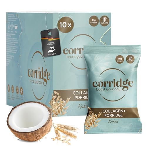 Corridge - High Protein Porridge mit Kollagen & Kokosgeschmack 10x70g - Proteinreiches Frühstück - Haferflocken Glutenfrei, Laktosefrei & ohne Zuckerzusatz - Collagen Typ 1 & 3 Haut, Haare, Nägel von Corridge