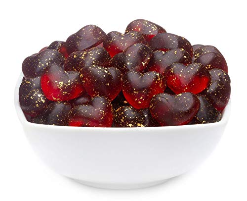 1 x 3kg Fruchtsaftgummi Herzen mit 24 Karat Echtgold mit Himbeersaft aus Fruchtsaftkonzentrat glutenfrei laktosefrei von Crackerscompany