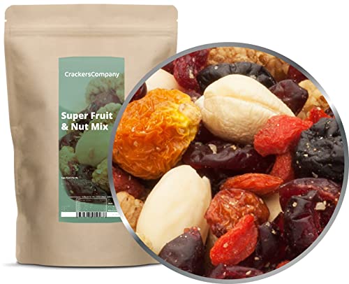 1 x 450g Superfood Nussmischung mit Trockenfrüchten mit Cashew Maulbeere Mandel Physalis Cranberry Gojibeeren Blaubeere salzfrei vegetarisch von Crackerscompany