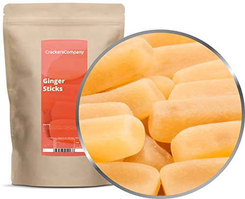 1 x 600g Ingwer Stäbchen Ingwer Fruchtsaftgummi mit echtem Ingwer Fruchtfleisch leicht scharf glutenfrei laktosefrei von Crackerscompany