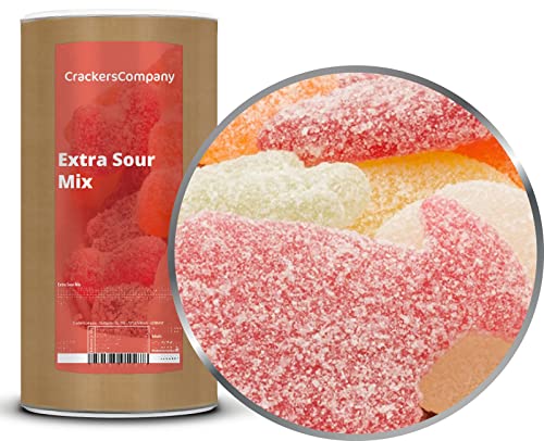 1 x 750g Fruchtgummi Extra Saure Stärke Mischung süß-sauer super fruchtig und frei von Gelatine vegetarisch glutenfrei laktosefrei von Crackerscompany