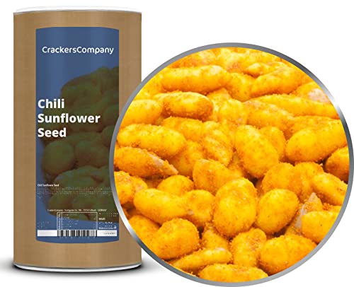 1 x 650g Sonnenblumenkerne leicht gesalzen mit Chili und Kurkuma vegetarisch Premium Qualität vegan laktosefrei glutenfrei fettarm von Crackerscompany