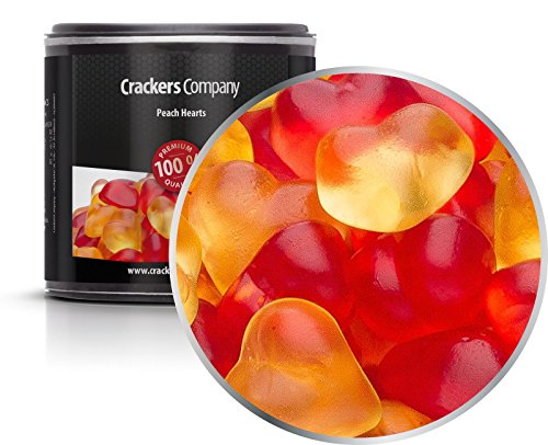 5 x 140g Pfirsich Fruchtsaftgummi in Herzform in Rot und Gelb Gummibonbon glutenfrei laktosefrei von Crackerscompany