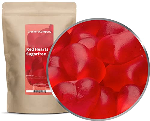 1 x 1000g Fruchtsaftgummi Himbeerherzen Zuckerfrei - lecker zuckerfrei und so herzig glutenfrei laktosefrei von Crackerscompany