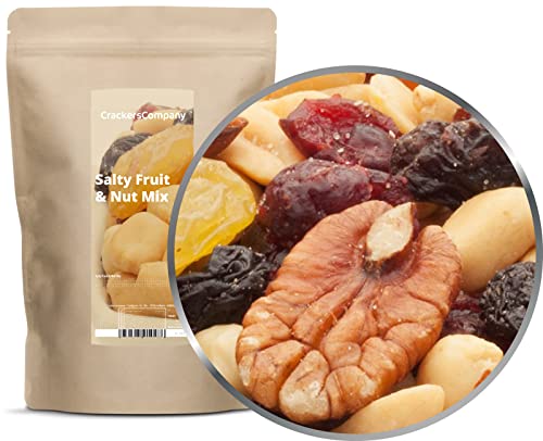 1 x 600g Nussmischung fruchtig gesalzen Nüsse und Früchte mit Paranuss Pecannuss Mandel Cranberry Rosinen 16% Protein von UOOTPC