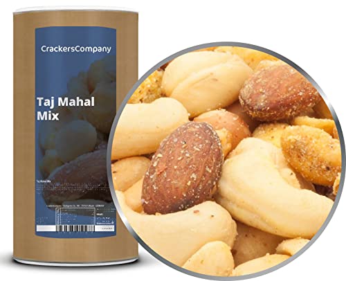 CrackersCompany 'Taj Mahal Mix' (2 x 700g in Membrandose groß) Snack Mix mit edlen Nüssen - Erdnüsse, Cashewkerne, Pekannüsse, Macadamias und Pinienkerne mit Curry-Chili-Gewürz von UOOTPC