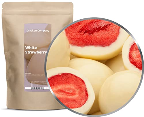 CrackersCompany 'White Strawberry' (2 x 450g in ZIP Beutel) Erdbeeren in Milchschokolade - Schonend getrocknete Erdbeeren im weißen Schokoladenmantel von Zeelec