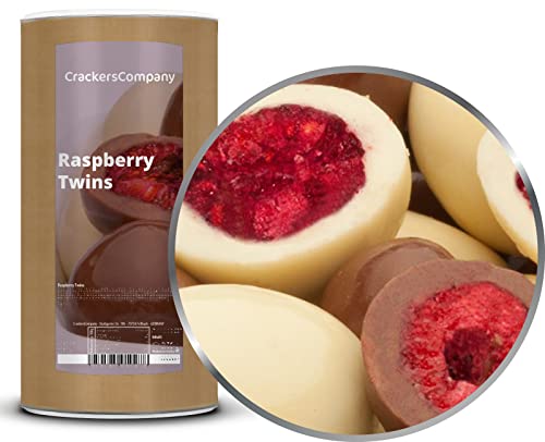 CrackersCompany 'Raspberry Twins' (2 x 700g in Membrandose groß) Himbeeren in Milchschokolade - Getrocknete Himbeeren in weißer und brauner Schokolade. von Crackerscompany