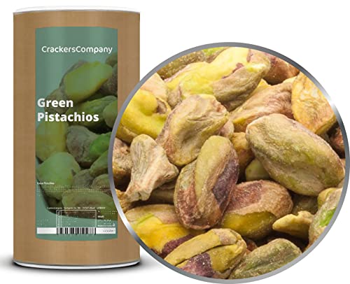 CrackersCompany 'Green Pistachios' (2 x 600g in Membrandose groß) Grüne Pistazien, naturbelassen - Ungesalzene, schonend geröstete Pistazienkerne ohne Schale. von UOOTPC