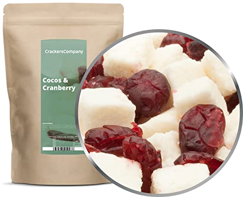 2 x 500g Fruchtmischung mit Kokos und Cranberry kandiert PREMIUM QUALITÄT fettarm laktosefrei salzfrei von Crackerscompany