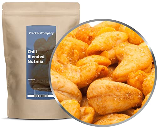 1 x 550g Cashewnüsse und Erdnüsse Nusskernmischung geröstet gesalzen mit Chili mittelscharf vegetarisch laktosefrei 21 % Protein von Crackerscompany