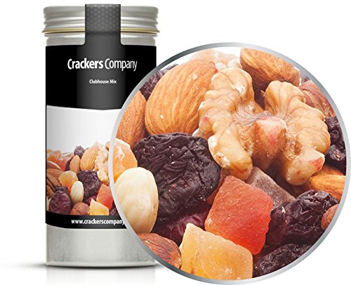 4 x 90g Premium Studentenfutter Nussmischung mit Haselnuss Paranuss Walnuss Pecan Papaya Cranberrys salzfrei vegetarisch von Crackerscompany