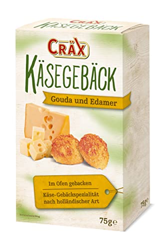 Cräx Käsegebäck mit Gouda und Edamer - Knusprige Cheese-Snacks, im Ofen gebacken - Knabberzeug, Snack-Gebäck, Spezialitäten aus Holland - Ideal für Party- und Heimkino-Abende - 14er Pack (14 x 75 g) von Cräx