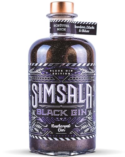 SIMSALA BLACK GIN by Flaschenpost Gin - Black Glitzer Edition mit Brombeere & Litschi - Glitter Black Gin - Special Edition - Handmade Gin aus Deutschland (0,5l) von Craft Circus