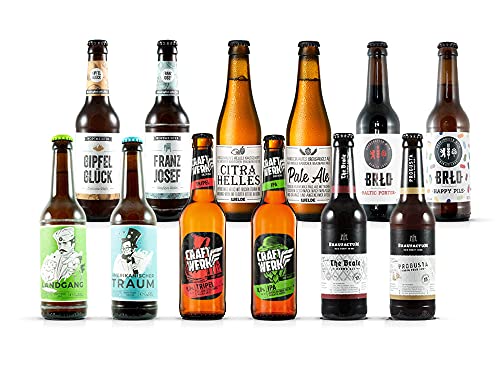 Craft Beer Paket für Einsteiger, Bierset mit 12 Bierspezialitäten aus Deutschland, Biertasting Box mit diversen Bierstilen von Craftwerk